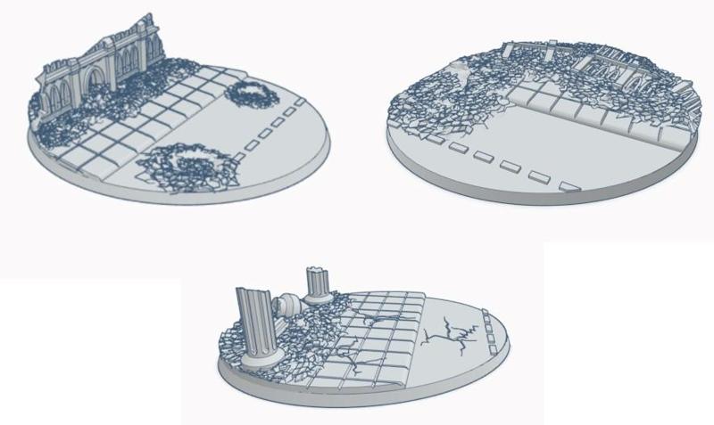 Set of 3 Gothic 120mm by 90mm Oval Miniature Bases