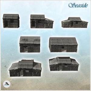 Set of seven tropical wooden huts (13) - Cold Era Modern Warfare Conflict World War 3 RPG  Post-apo