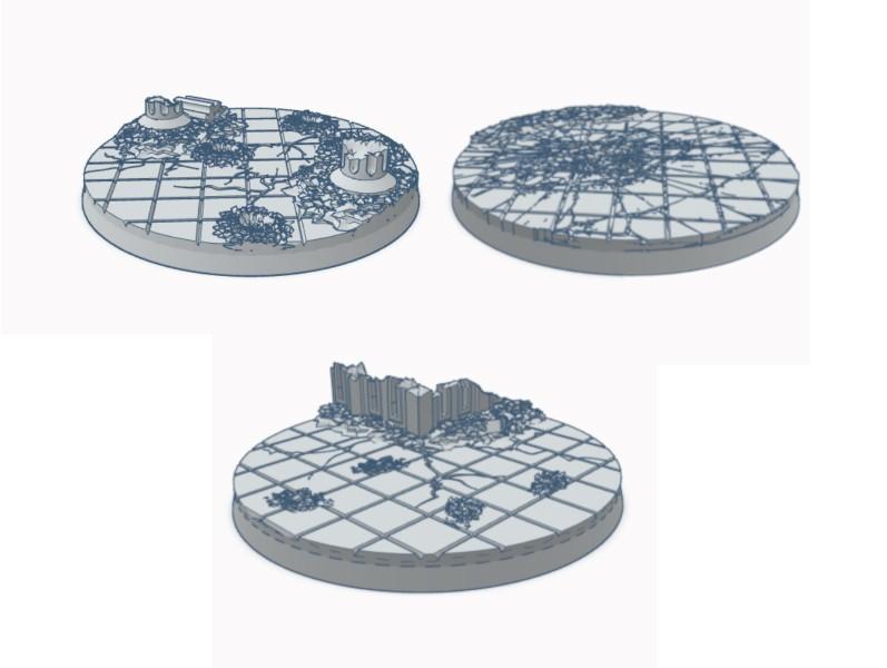 Set of 3 Gothic 80mm by 80mm Round Miniature Bases