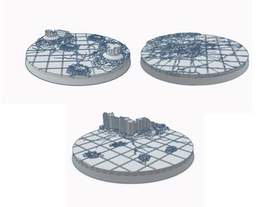 Set of 3 Gothic 80mm by 80mm Round Miniature Bases