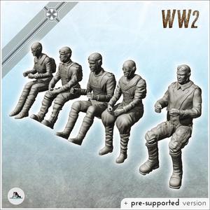 Set of five German aircraft pilots with equipment in cockpit (19) - (pre-supported version included) Germany Eastern Western Front Normandy Stalingrad Berlin Bulge WWII