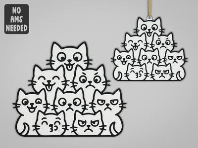 Kitty Cat Pile Ornament & Decor No AMS Needed