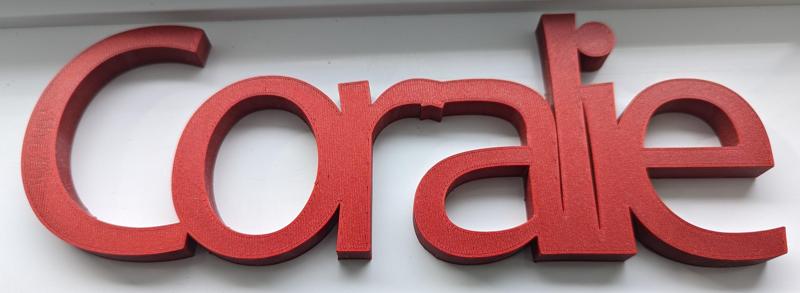 Coralie name tag in big 3D letters