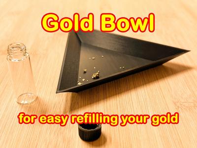 Gold bowl for comfortably filling into a bottle