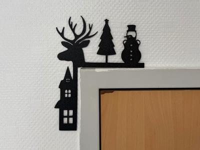 Door decor Christmas reindeer and snowman