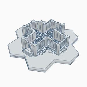 Gothic Ruined Building 1 with Hex Base GRHB001