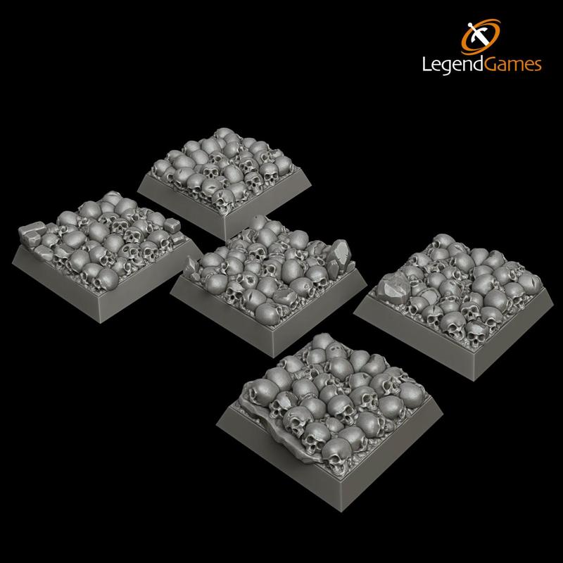 LegendGames Skull Bases 25mm square - base and topper versions