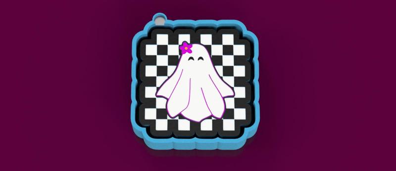 👻🌼 Daisy Boo Mold | Checkered Ghost with Flower – Freshie, Resin & Keychain Design