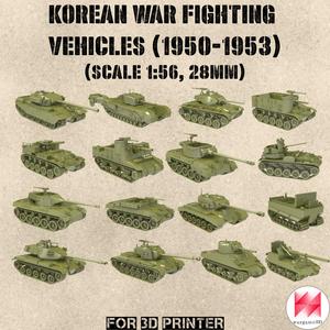 STL PACK - 16 Fighting vehicles of KOREAN WAR (1:56, 28mm) - PERSONAL USE