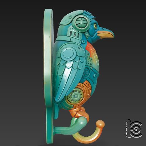 Gear Finch v2 - Steampunk Wall Hook