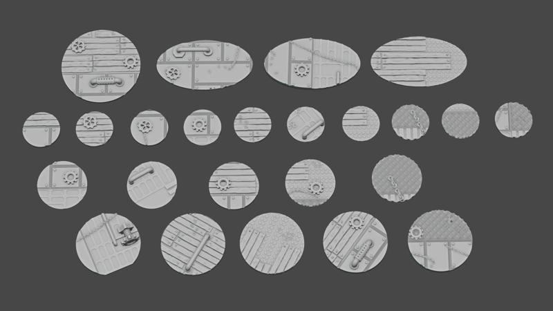 Steampunk/mechanical/industrial Miniature Bases