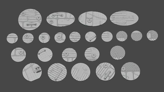 Steampunk/mechanical/industrial Miniature Bases