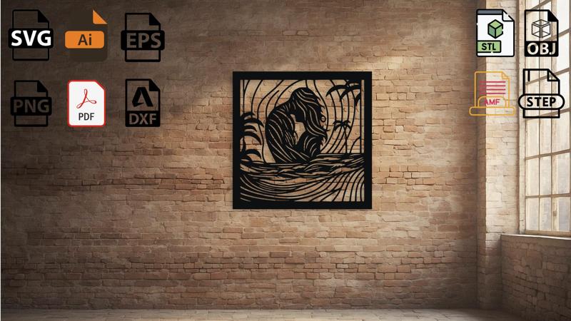 Tropical Woman Silhouette Wall Art Decor