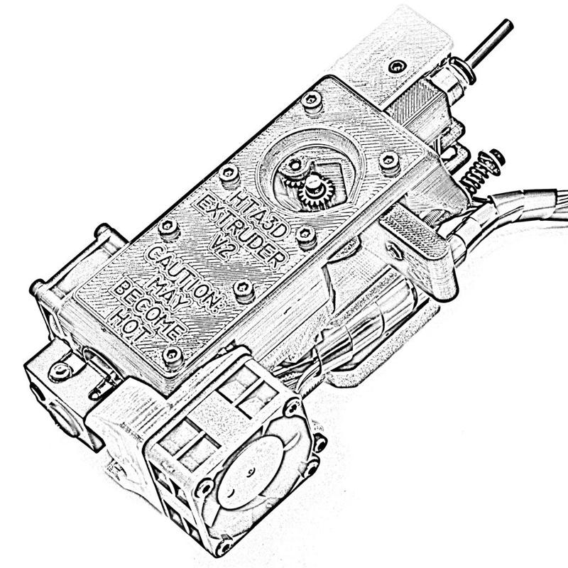 HTA3D v2 Extruder optimized for flexible filament - Dual Gears - 3DTouch - Filament Sensor