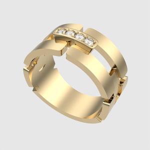 Elegant Gem-Embellished Wedding Ring 3D print