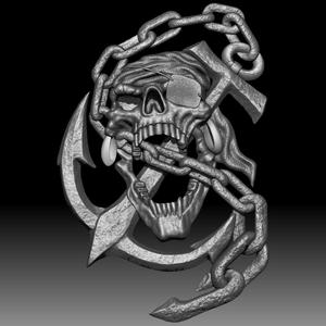 Pirate emblem bas relief