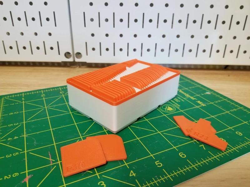 Gridfinity Radius/Fillet Guage Blocks and Holder.