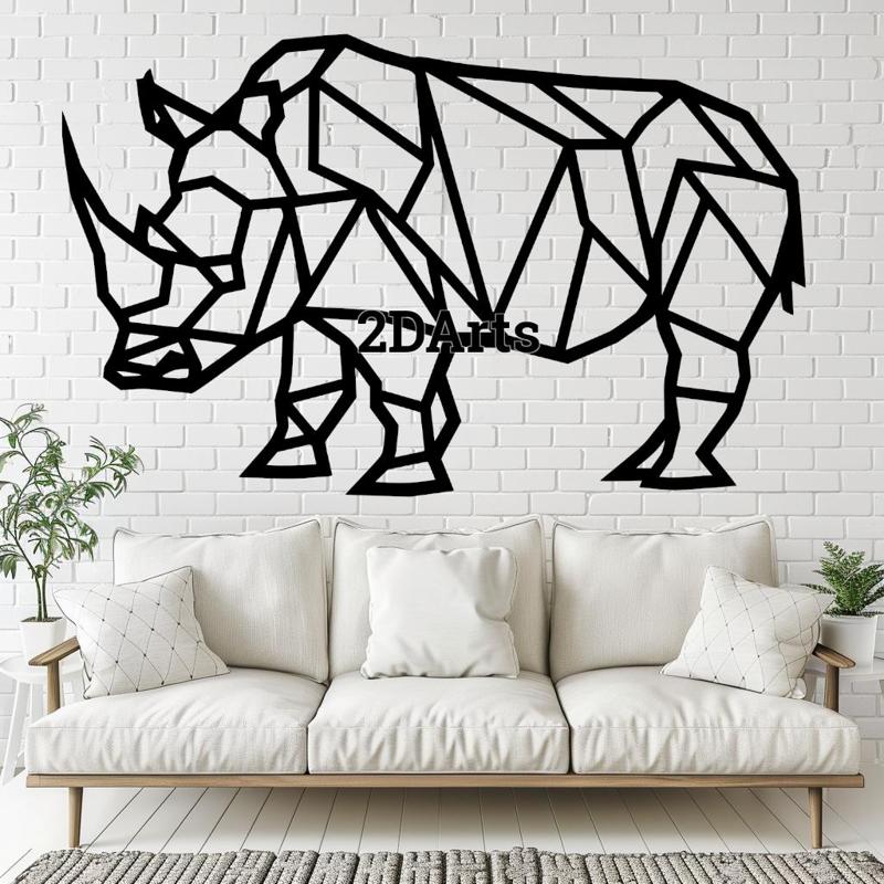 Low Poly Rhinoceros 2D Wall Art/Window Art - Digital STL & SVG File