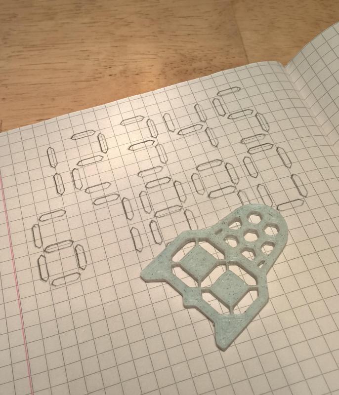 Hex digital numbers drawing template/stencil