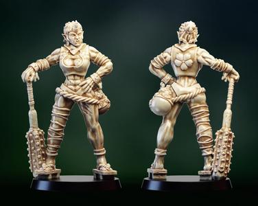 Ogre Troll or oni girl warrior barbarian repose