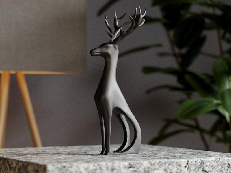 Elegant Deer 3D Printable Sculpture 