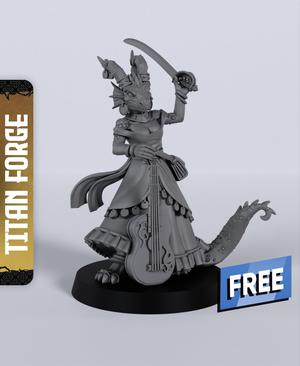 Dragonborn Female Bard B - With Free Dragon  - 5e DnD Inspired for RPG and Wargamers