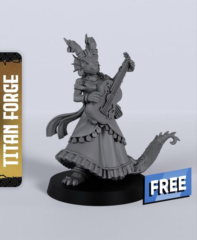 Dragonborn Female Bard A - With Free Dragon  - 5e DnD Inspired for RPG and Wargamers