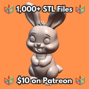 Cute Cartoon Bunny Figurine with Big Ears and Happy Face MineeForm FDM 3D Print STL File