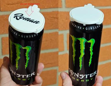 Can lid with changeable name, + single color