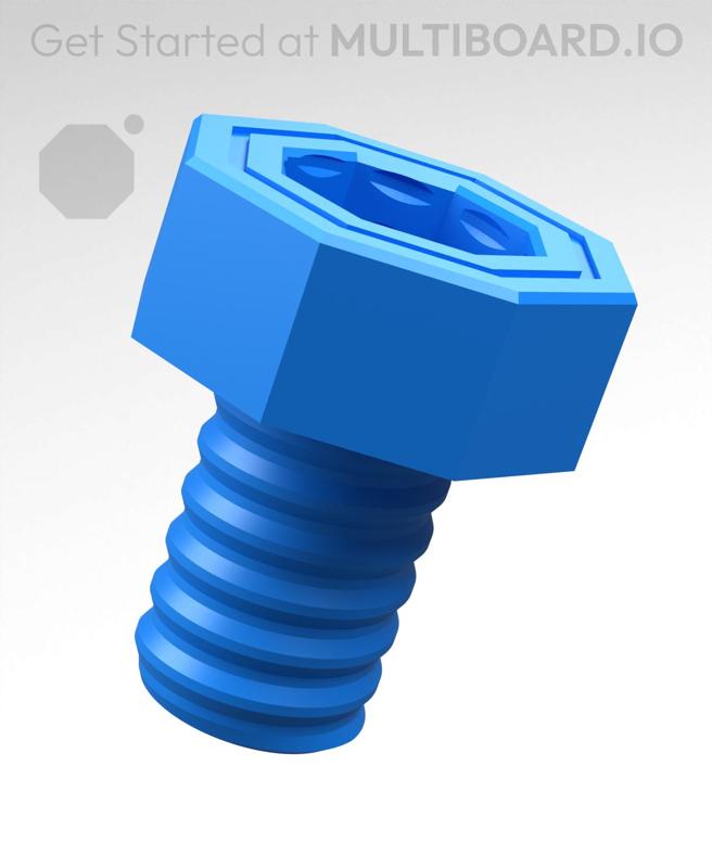 20 mm Mid Thread, Push-Fit Head, Small Thread Hole, Bolt