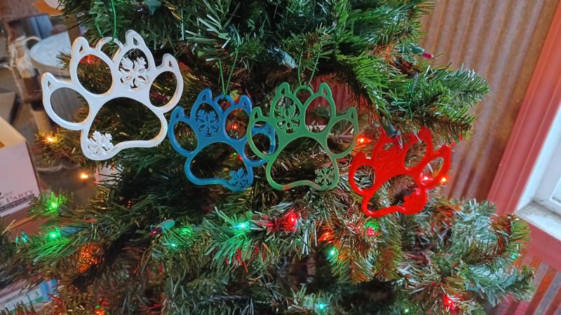 Cat Paw Print Christmas Ornament