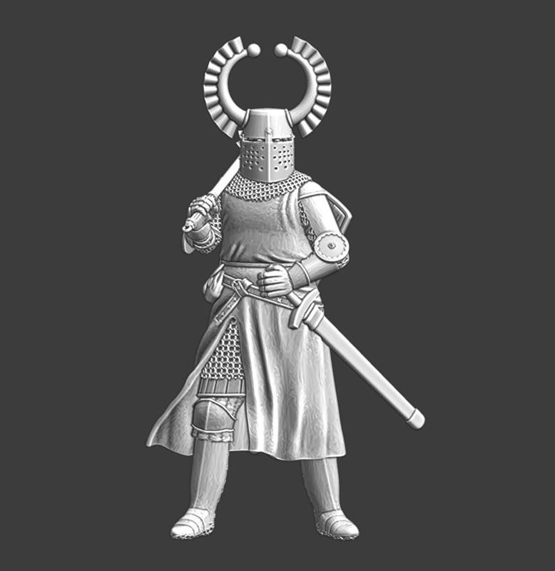 Medieval Teutonic Order Knight - Mace on shoulder