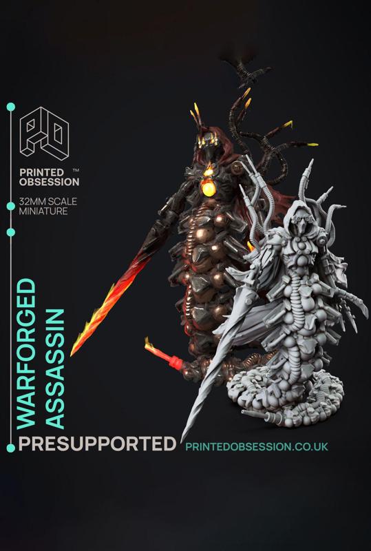 Warforged Assassin - Foundlings - PRESUPPORTED - Illustrated and Stats - 32mm scale			