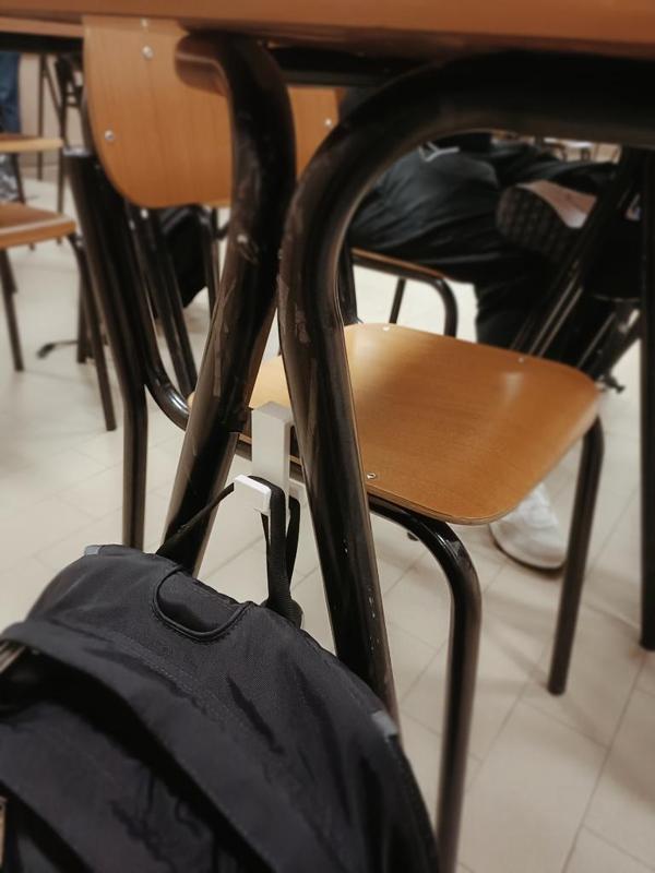 School desk backpack hook