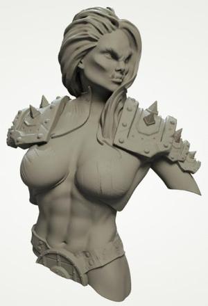 female orc warrior bust