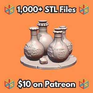 28mm DND Alchemist's Potion Collection for Fantasy Settings MineeForm FDM 3D Print STL File