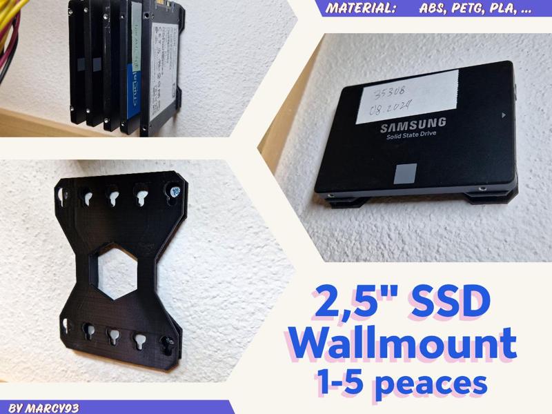 2,5" Sata SSD Wall-Mount, holds up to 5 SSD