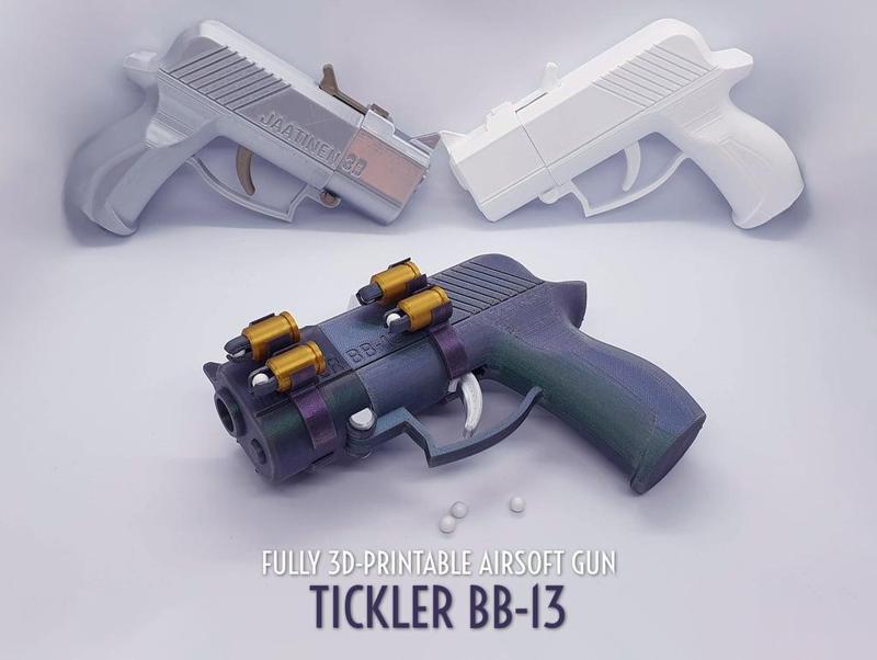 Tickler BB-13 — Fully 3D-printable airsoft gun with bullets