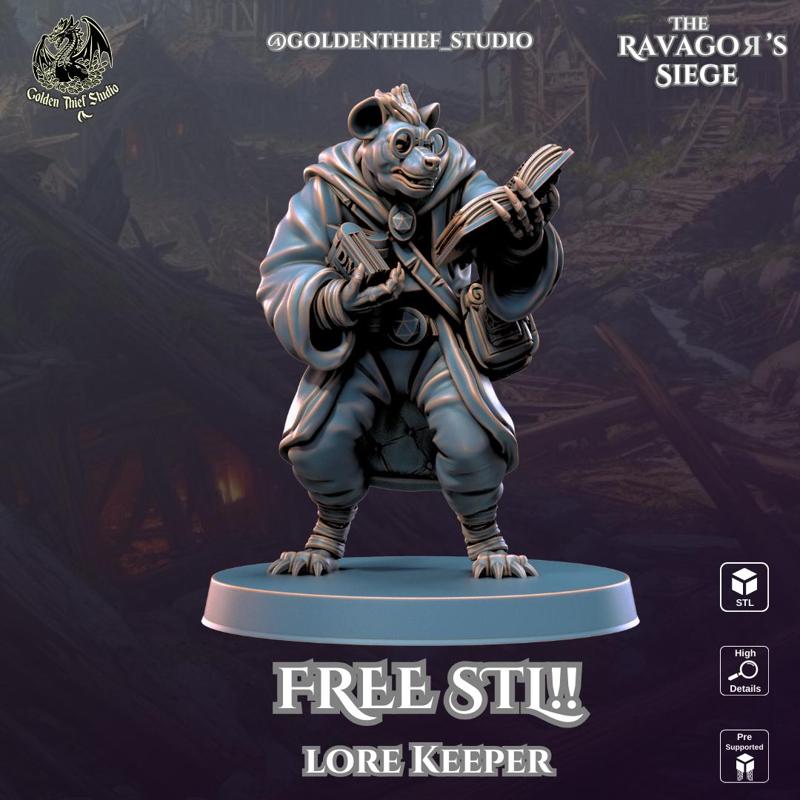 FREE STL - Lore Keeper  - Ravagor | 3D Printable STL Gnoll Creatures for Wargames & RPGs