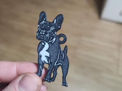 black French bulldog keychain - your name