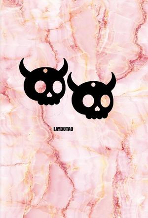 GOTHIC HORN PENDANT EARRING RING WITH SKULL PENDANT