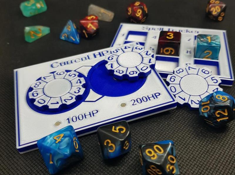 Magnetic HP Tracker & D6 Spell Tracker (DnD)