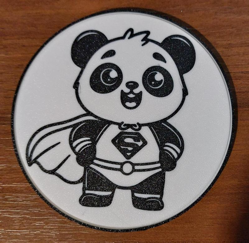 Panda superhero coaster