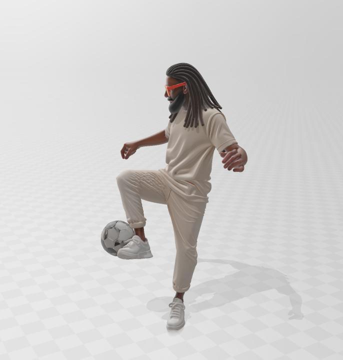 Street Soccer Player 1/64 - STL Figure for Urban Dioramas (With Ball)