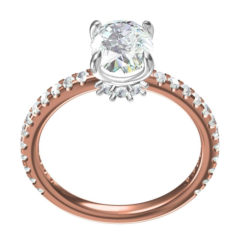 Oval Cut Solitaire With Micro Pave Engagement Ring