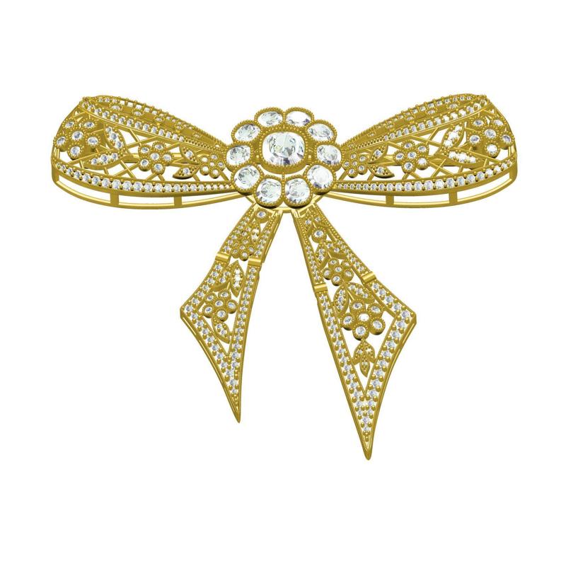 Antique Art Deco Diamond Bow Brooch
