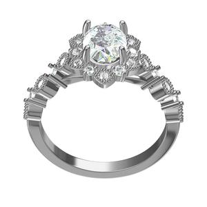 Oval Cluster Solitaire Engagement Ring