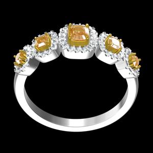 Yellow Cushion and White Diamond Halo Ring