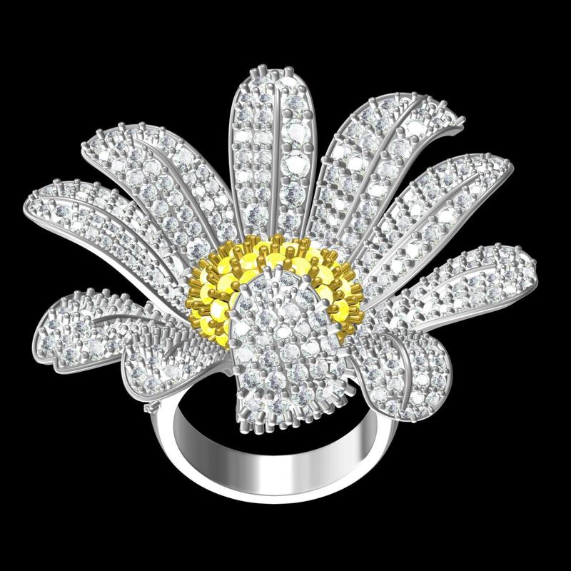 Unique Flower Design Cocktail Ring