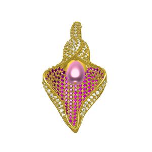 Conch Color Pearl Diamond Pendant